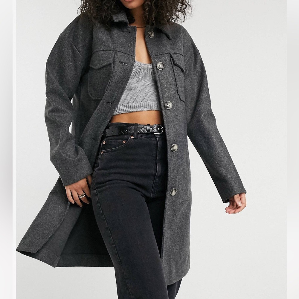 ASOS Vero Moda Dark Grey Longline Shacket - Size XS